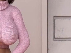 Tridimensionnel, Américain, Gros seins, Professeur, Nénés
