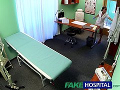 Mea Melone, the busty Czech nurse, gives a sloppy BJ & gets drilled by a patient's body builder
