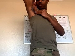 Solo cumming, big dick hunk, army men