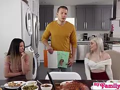 Stepbro's Thanksgiving feast gets a messy surprise from Lulu Chu & Haley Spades
