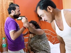 Indian BBW MILF gets double-teamed & creampied in hot threesome