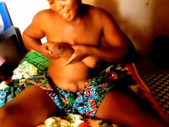 Afrikansk, Amatör, Svart, Bröstvårtor, Naken, Solo