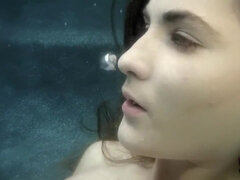 Crazy Underwater Sex with young busty brunette Molly Jane - fetish blowjob, big natural tits