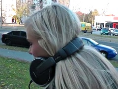 Blonde party girl loves to fuck outdoors