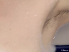 Zadek, Brunetka, Vlasaté, Masturbace, Sprcha