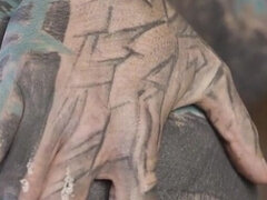 Enthousiasteling, Anaal, Kont, Vrouw, Vingeren, Masturbatie, Alleen, Tatoeage