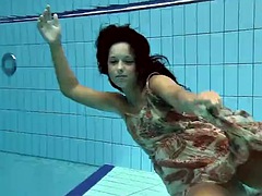 Hot brunette with big tits Krasula Fedorchuk swimming
