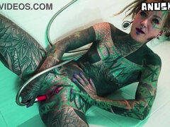 Vibratore, Goth, Hd, Magra, Solo, Schizzi, Tatuaggi, Tette