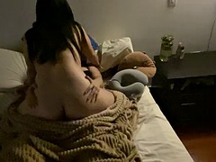 Lesbian sex in the evening before bed