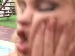 Britney and Caty Campbell suck and fuck cock in one fuck and three