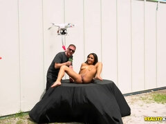 아마추어, 흑인, 오랄섹스, 흑갈색 머리, 사정 샷, 얼굴에, 돈, 야외의