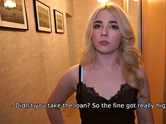 DEBT4k. Collector stalks cute blonde debtor and fucks her good