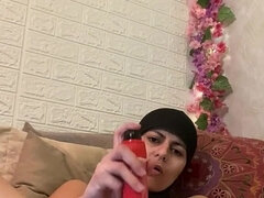 아랍, 큰 엉덩이, 여자, 핑거링, 갈라지는, 수음, 밀프, 바이브레이터