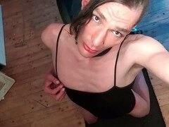 Sadomasochismus, Deutsch, Hardcore, Transe, Lingerie, Transfrau, Sklave, Solo