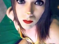 Mooi, Ondergoed, Gezichtspunt, Shemale, Alleen, Tiener, Webcamera