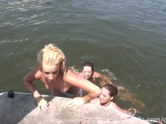 Monday Afternoon On A Boat - Students Show Tits