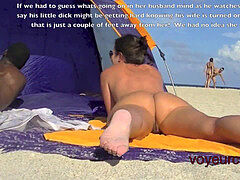 VoyeurChamp.com Exhibitionist wife Helena Vs naked Beach big black cock!