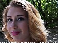 Busty amateur sucks and fucks by the river