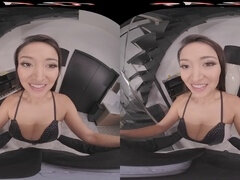 Busty brunette Cristina Miller takes your thick cock in her tight ass in immersive VR experience