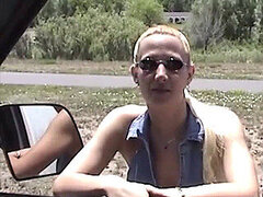 오랄섹스, 자동차, 얼굴에, 야외의