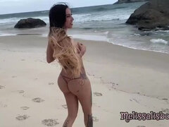 Melissa Lisboa fucking yummy on the nude beach with husband, FAN participated couldn't stand it enjoyed yummy