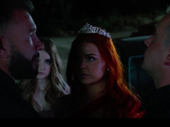 ブロンド, フェラチオ, グループ, ヒール, 裸, ポリス, 赤毛, おもらし