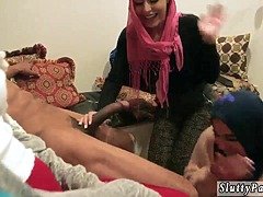 아랍, 흑갈색 머리, 포섬, 그룹, Hd, 다른 인종간의, 조그마한, 청소년